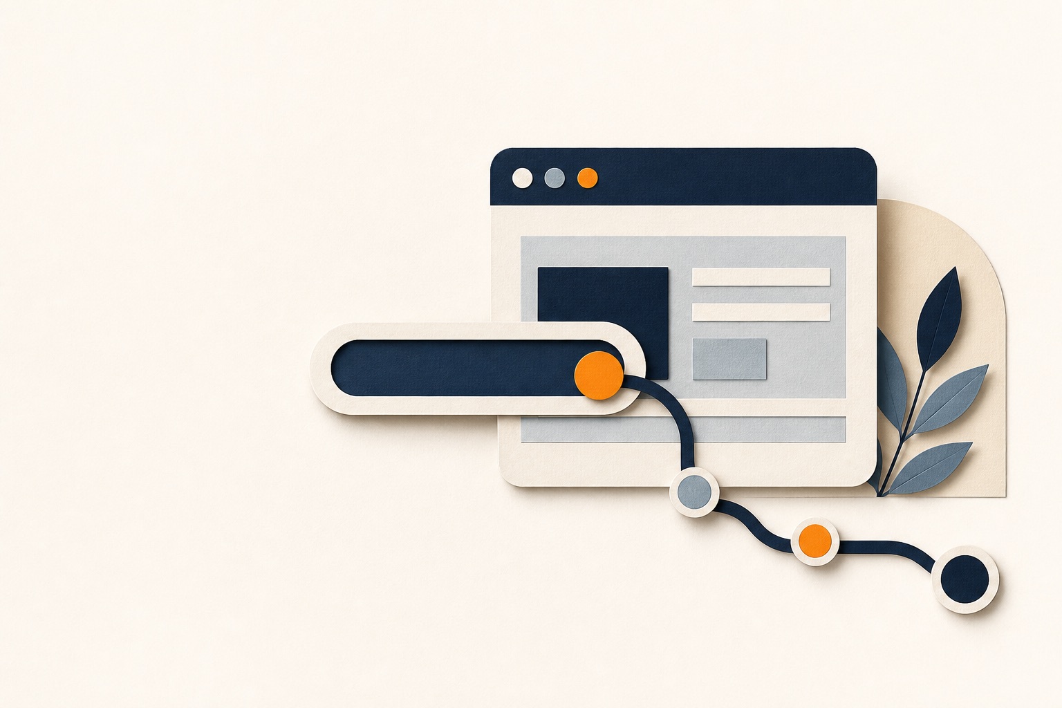 Illustratie van een browservenster en een domeinverbinding